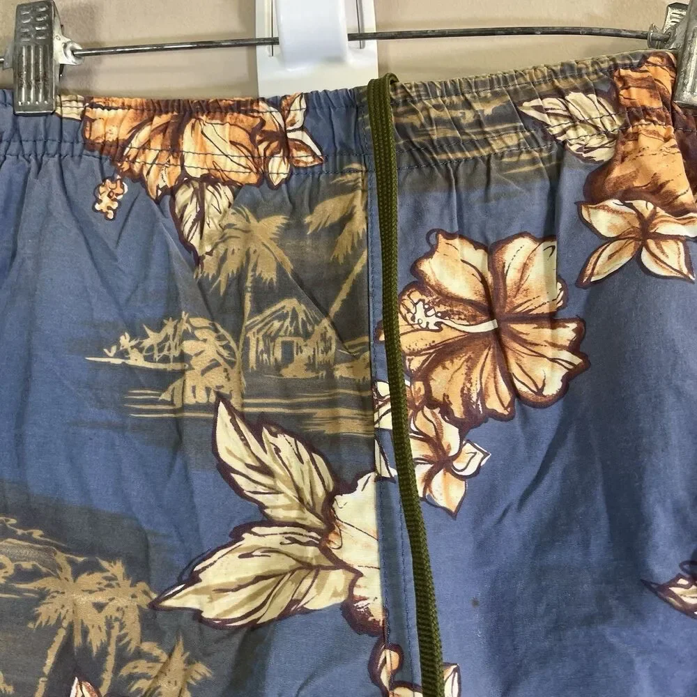 Vtg Speedo Men's Size Medium Swim Shorts Blue Floral String Enclosure Beach